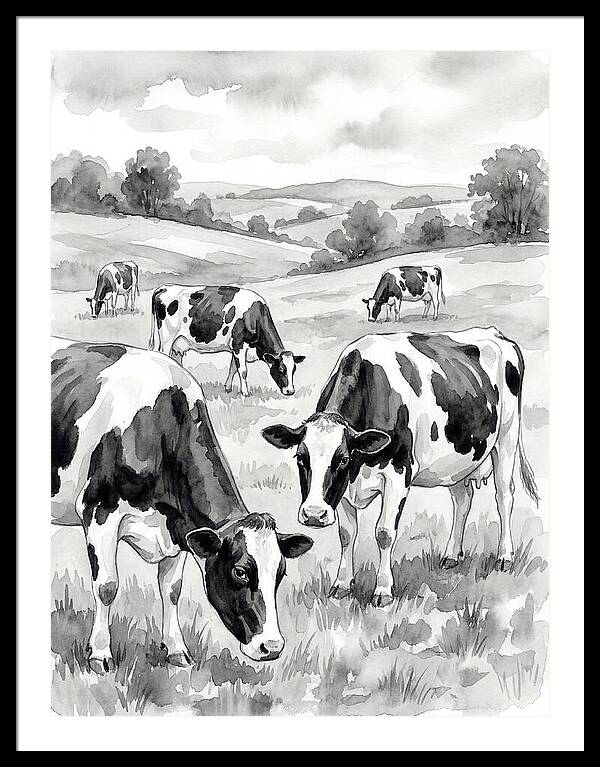 Holstein Cattle In Pastoral Landscape