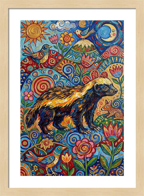 Honey Badger In A Vibrant Landscape