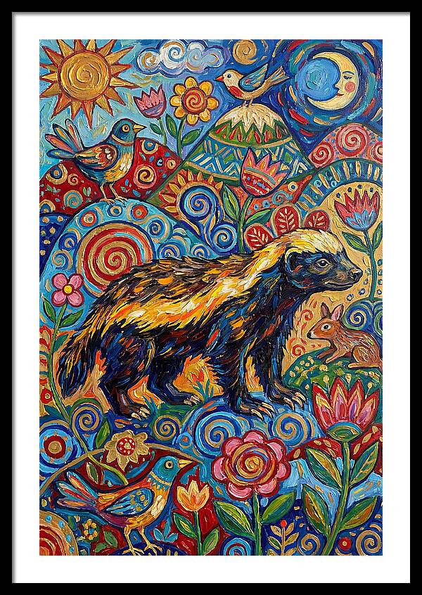 Honey Badger In A Vibrant Landscape