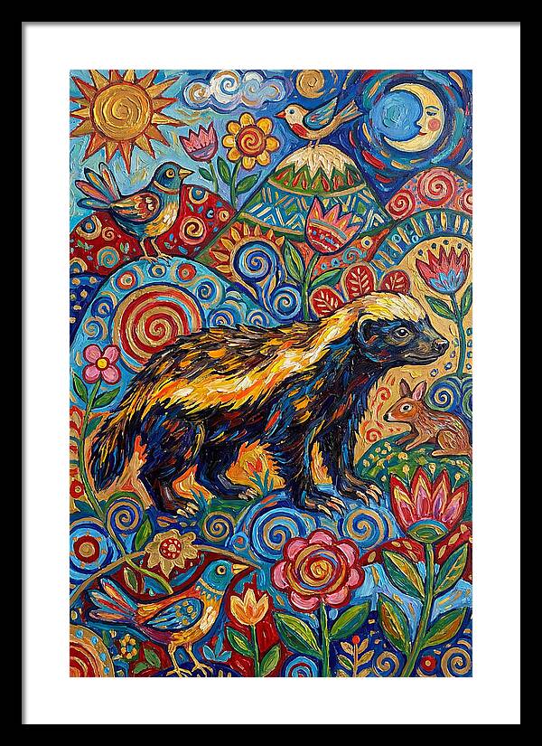 Honey Badger In A Vibrant Landscape