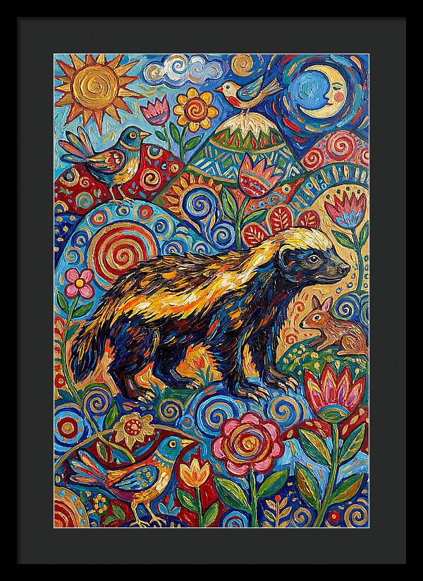 Honey Badger In A Vibrant Landscape
