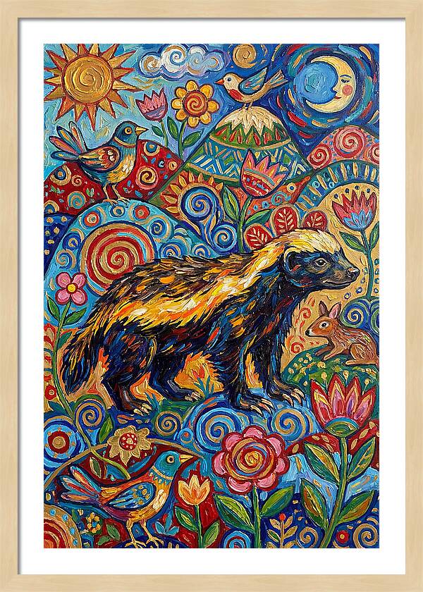 Honey Badger In A Vibrant Landscape