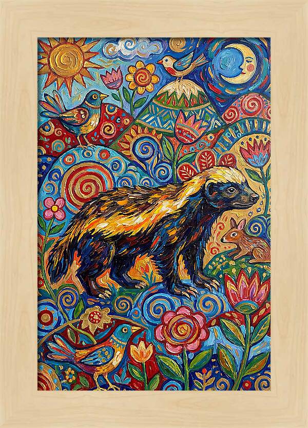 Honey Badger In A Vibrant Landscape