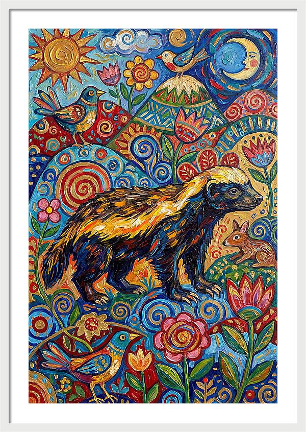 Honey Badger In A Vibrant Landscape