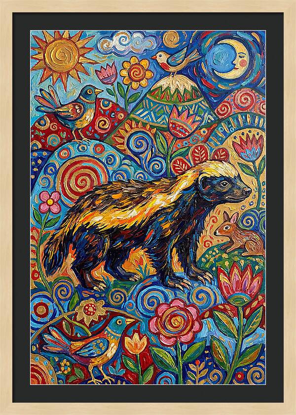 Honey Badger In A Vibrant Landscape