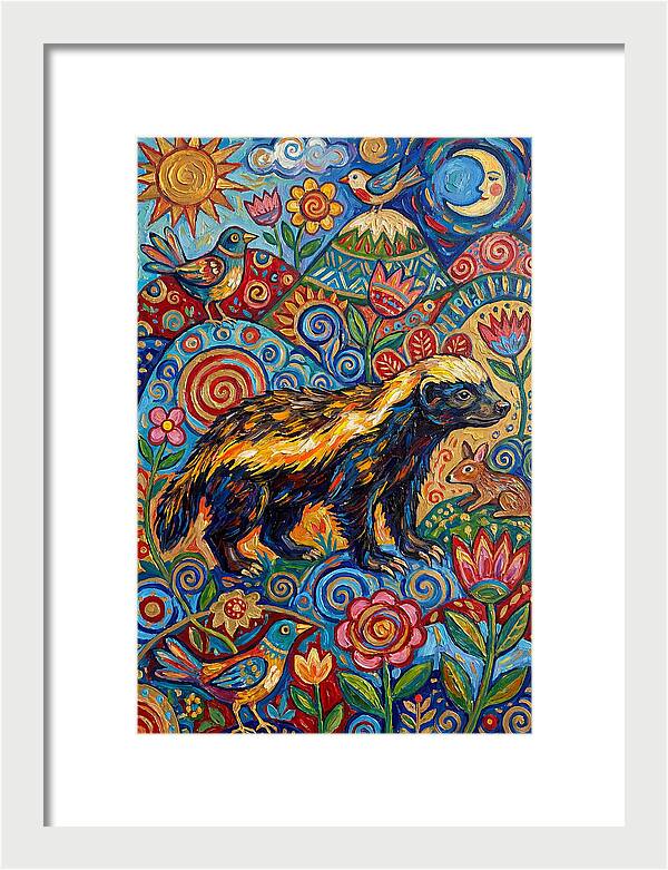 Honey Badger In A Vibrant Landscape