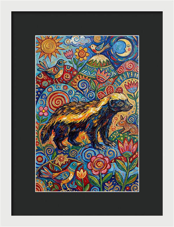 Honey Badger In A Vibrant Landscape