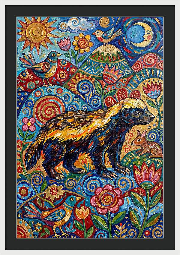 Honey Badger In A Vibrant Landscape
