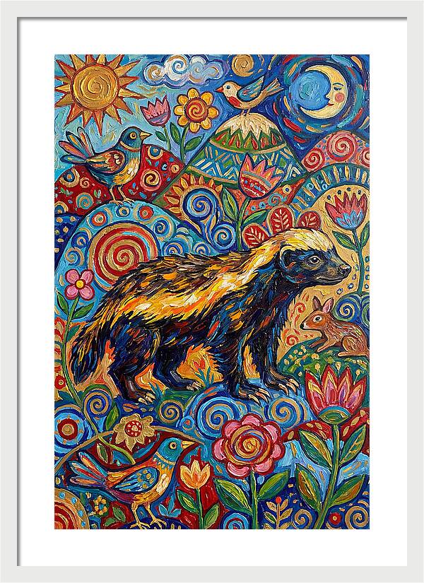Honey Badger In A Vibrant Landscape
