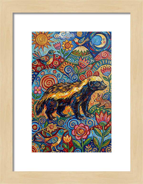 Honey Badger In A Vibrant Landscape