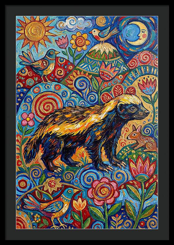Honey Badger In A Vibrant Landscape