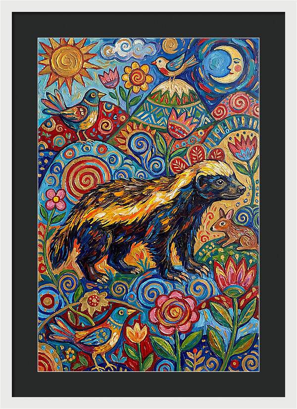 Honey Badger In A Vibrant Landscape