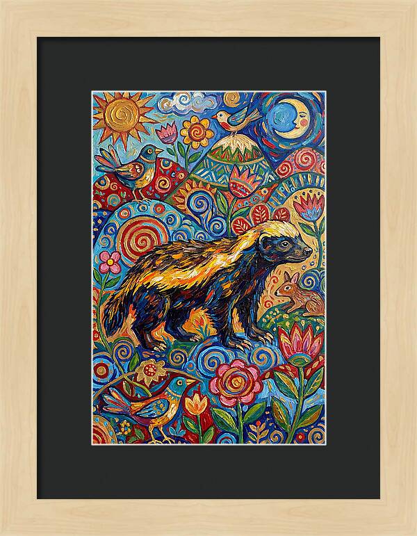Honey Badger In A Vibrant Landscape