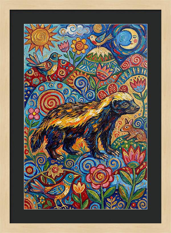 Honey Badger In A Vibrant Landscape