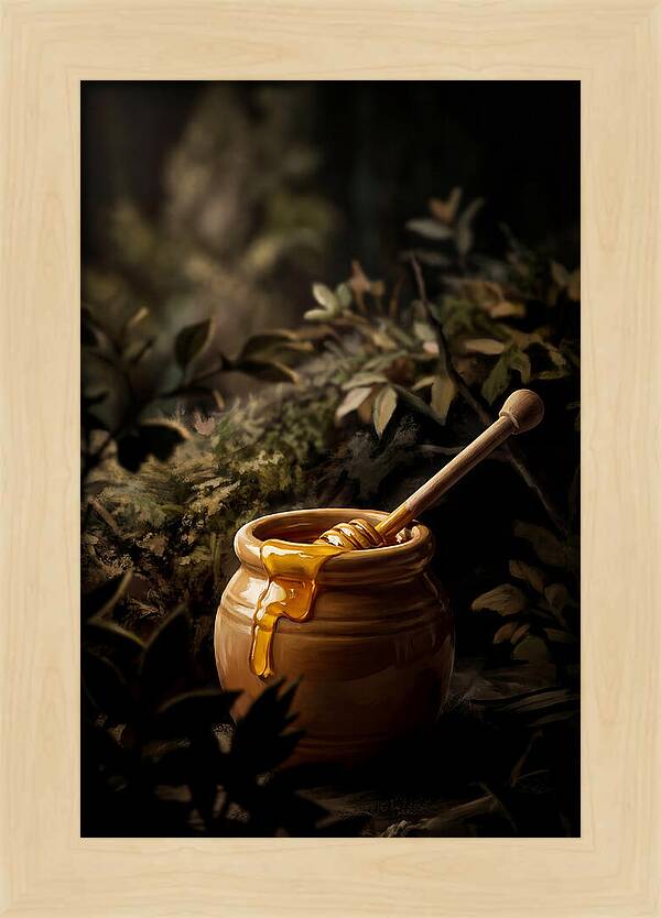 Honey Pot With Wooden Dipper