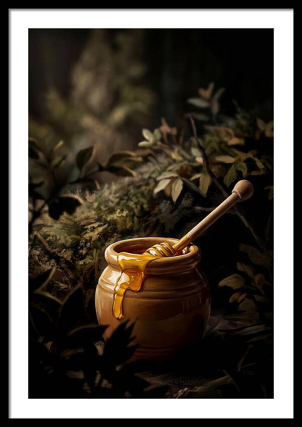 Honey Pot With Wooden Dipper