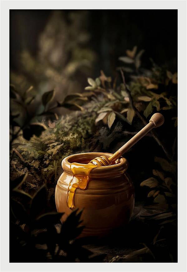 Honey Pot With Wooden Dipper