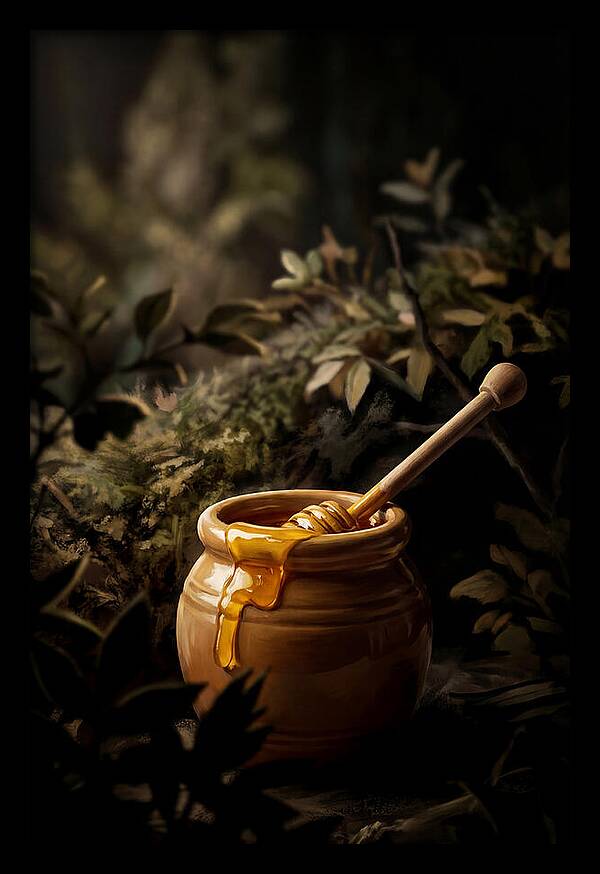 Honey Pot With Wooden Dipper