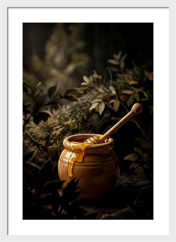 Honey Pot With Wooden Dipper