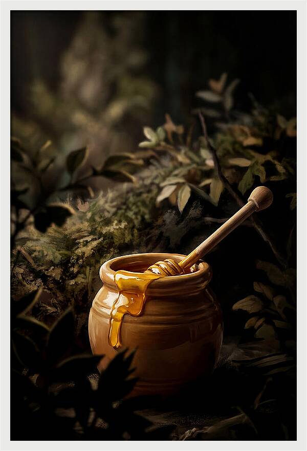 Honey Pot With Wooden Dipper