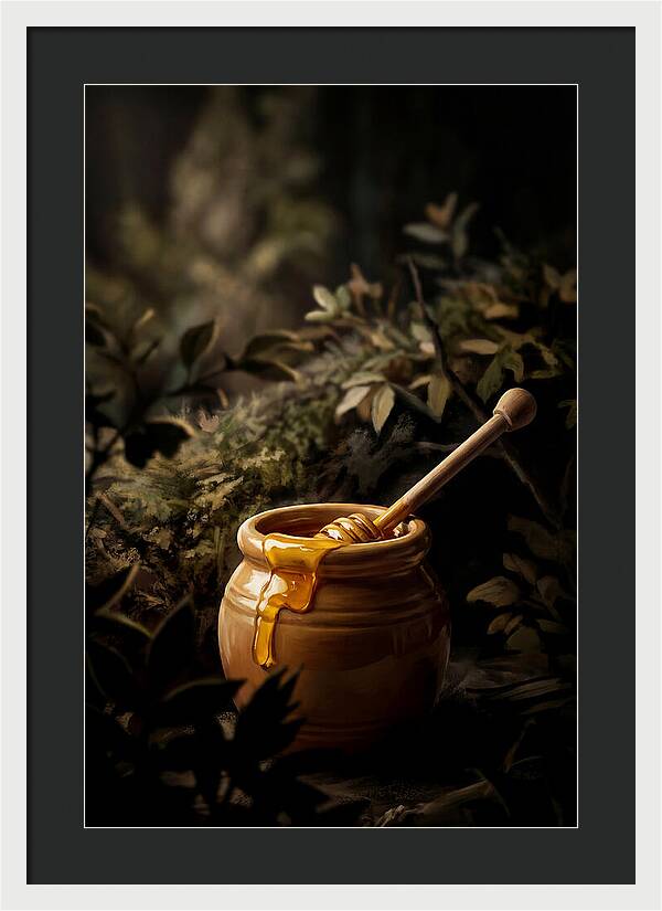 Honey Pot With Wooden Dipper