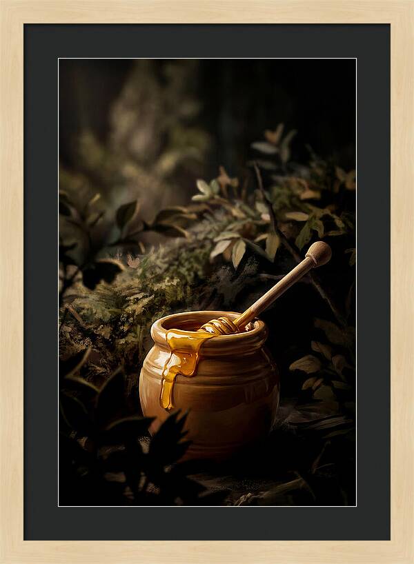 Honey Pot With Wooden Dipper