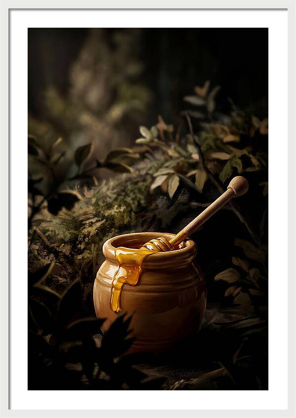 Honey Pot With Wooden Dipper