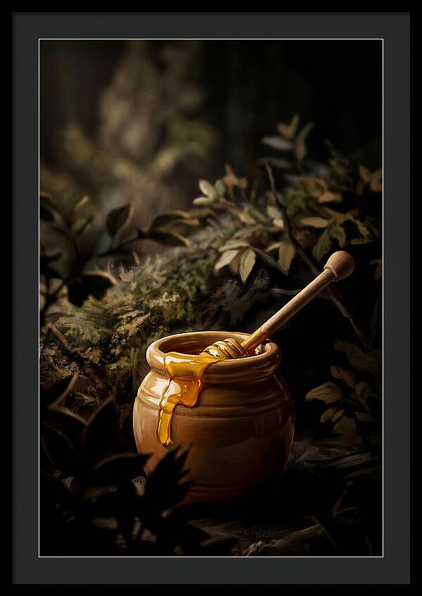 Honey Pot With Wooden Dipper