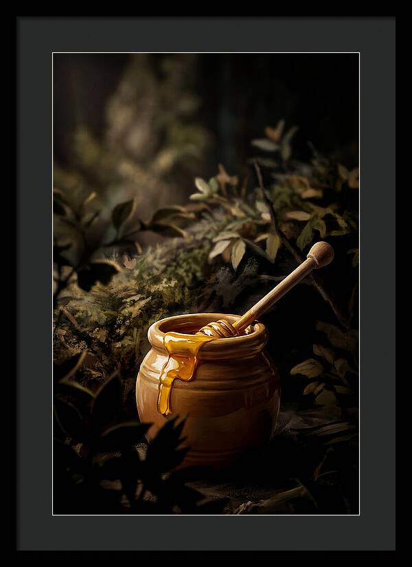 Honey Pot With Wooden Dipper