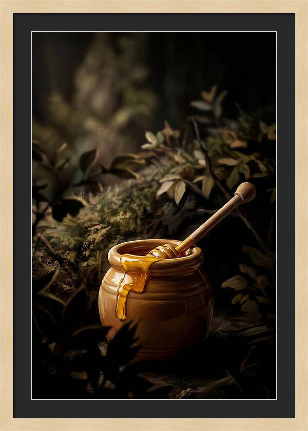 Honey Pot With Wooden Dipper