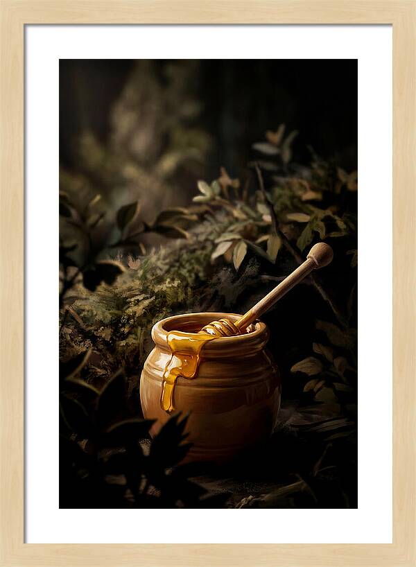 Honey Pot With Wooden Dipper
