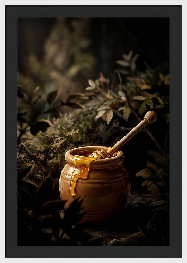 Honey Pot With Wooden Dipper