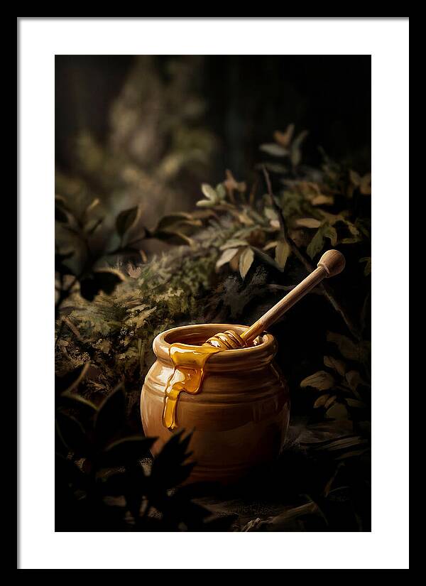Honey Pot With Wooden Dipper