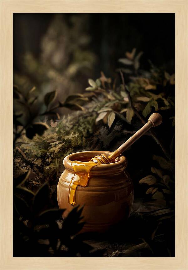 Honey Pot With Wooden Dipper