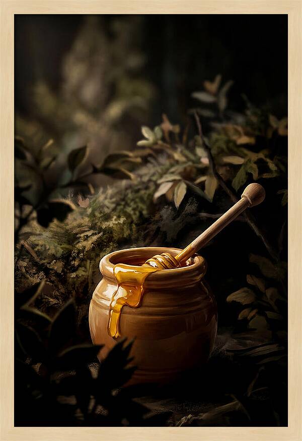 Honey Pot With Wooden Dipper