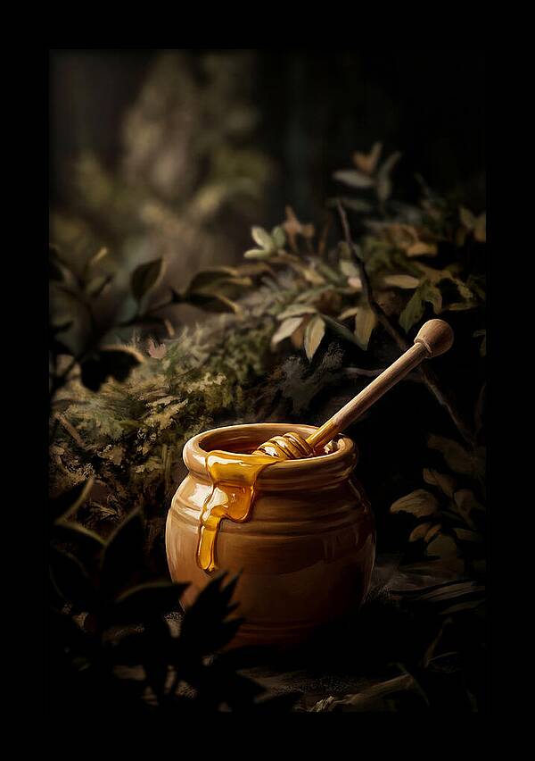 Honey Pot With Wooden Dipper