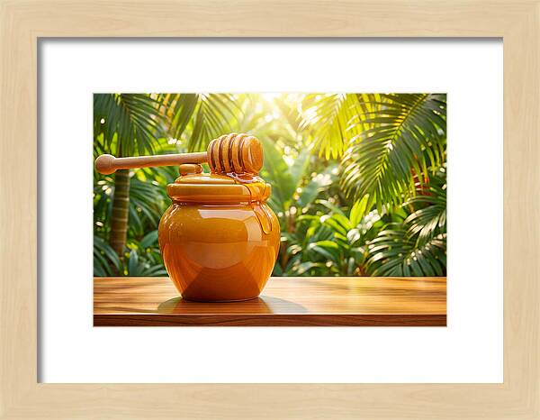 Honey Pot With Wooden Dipper