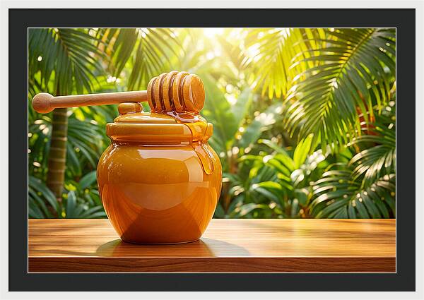 Honey Pot With Wooden Dipper