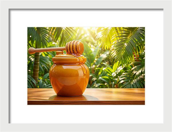 Honey Pot With Wooden Dipper