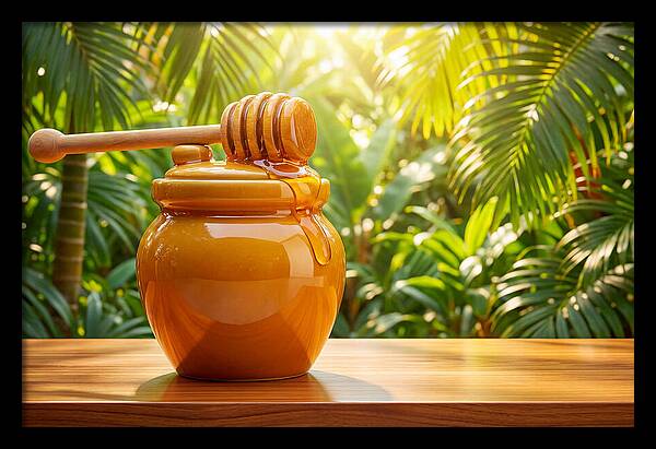 Honey Pot With Wooden Dipper