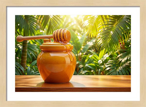 Honey Pot With Wooden Dipper
