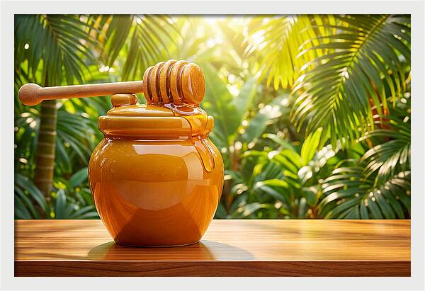 Honey Pot With Wooden Dipper