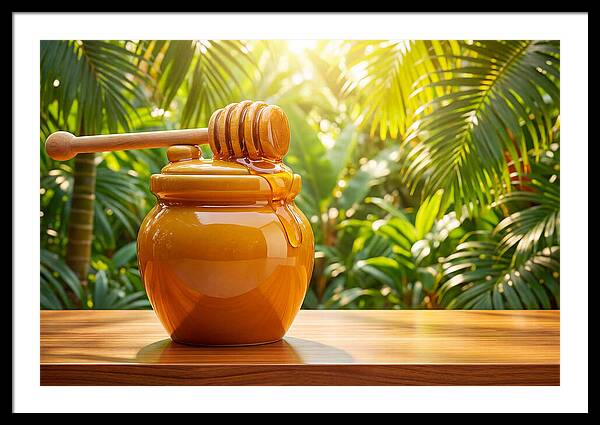 Honey Pot With Wooden Dipper