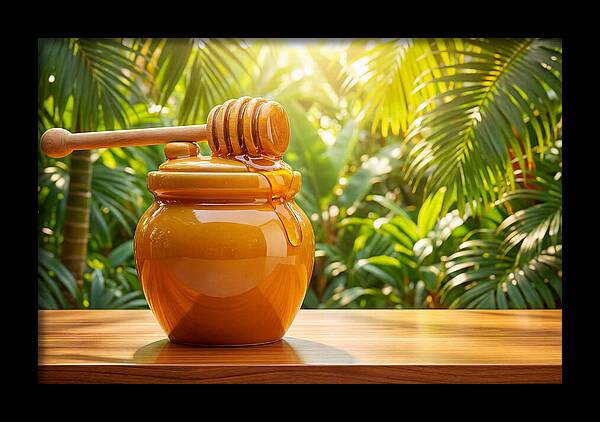 Honey Pot With Wooden Dipper