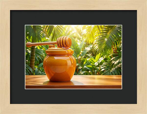 Honey Pot With Wooden Dipper