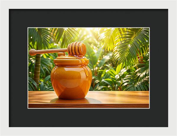 Honey Pot With Wooden Dipper