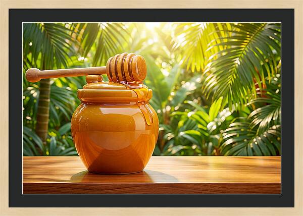 Honey Pot With Wooden Dipper
