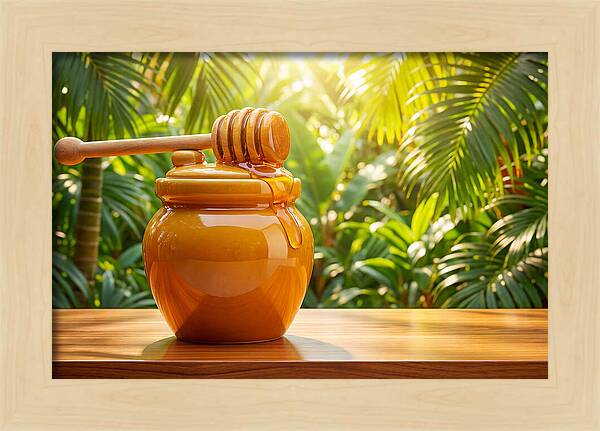 Honey Pot With Wooden Dipper