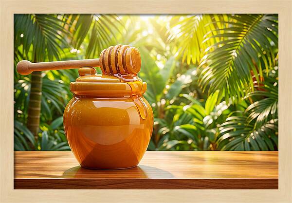 Honey Pot With Wooden Dipper