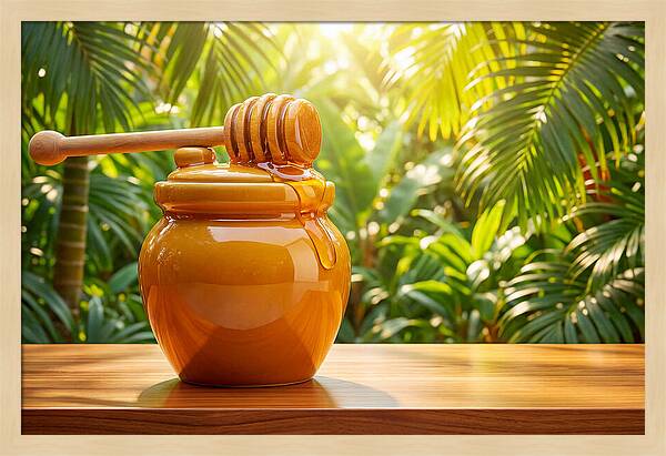Honey Pot With Wooden Dipper